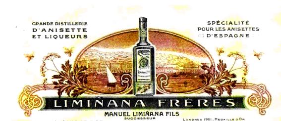 La bouteille d`anisette `Liminana`